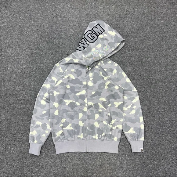Bape City Camo Shark Hoodie Full Zip Gray